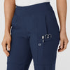 W123 Women's Comfort Waist Cargo Jogger Scrub Pant Navy side detail 1