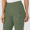 W123 Women's Comfort Waist Cargo Jogger Scrub Pant Olive side detail 1