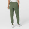 W123 Women's Comfort Waist Cargo Jogger Scrub Pant Olive back view