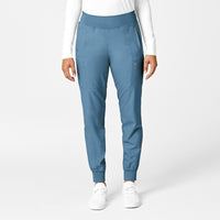 W123 Women's Comfort Waist Cargo Jogger Scrub Pant Pacific Blue