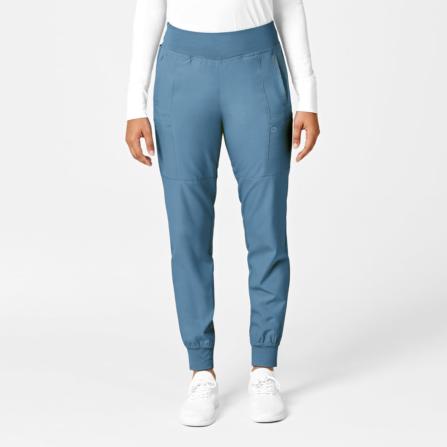 W123 Women's Comfort Waist Cargo Jogger Scrub Pant Pacific Blue