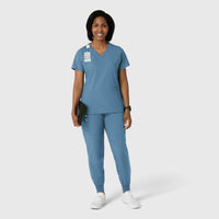 W123 Women's Comfort Waist Cargo Jogger Scrub Pant Pacific Blue full scrub set