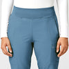 W123 Women's Comfort Waist Cargo Jogger Scrub Pant Pacific Blue front detail