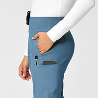W123 Women's Comfort Waist Cargo Jogger Scrub Pant Pacific Blue side detail 2