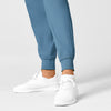W123 Women's Comfort Waist Cargo Jogger Scrub Pant Pacific Blue hemline detail