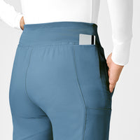 W123 Women's Comfort Waist Cargo Jogger Scrub Pant Pacific Blue back detail