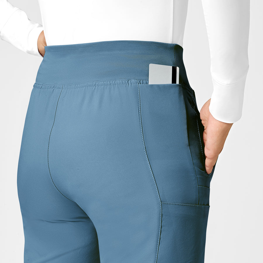 W123 Women's Comfort Waist Cargo Jogger Scrub Pant Pacific Blue back detail