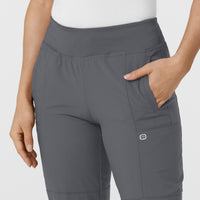 W123 Women's Comfort Waist Cargo Jogger Scrub Pant Pewter front detail