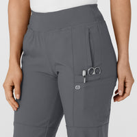 W123 Women's Comfort Waist Cargo Jogger Scrub Pant Pewter side detail 1