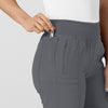 W123 Women's Comfort Waist Cargo Jogger Scrub Pant Pewter hemline detail