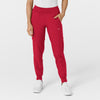 W123 Women's Comfort Waist Cargo Jogger Scrub Pant Red