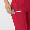 W123 Women's Comfort Waist Cargo Jogger Scrub Pant Red side detail 2