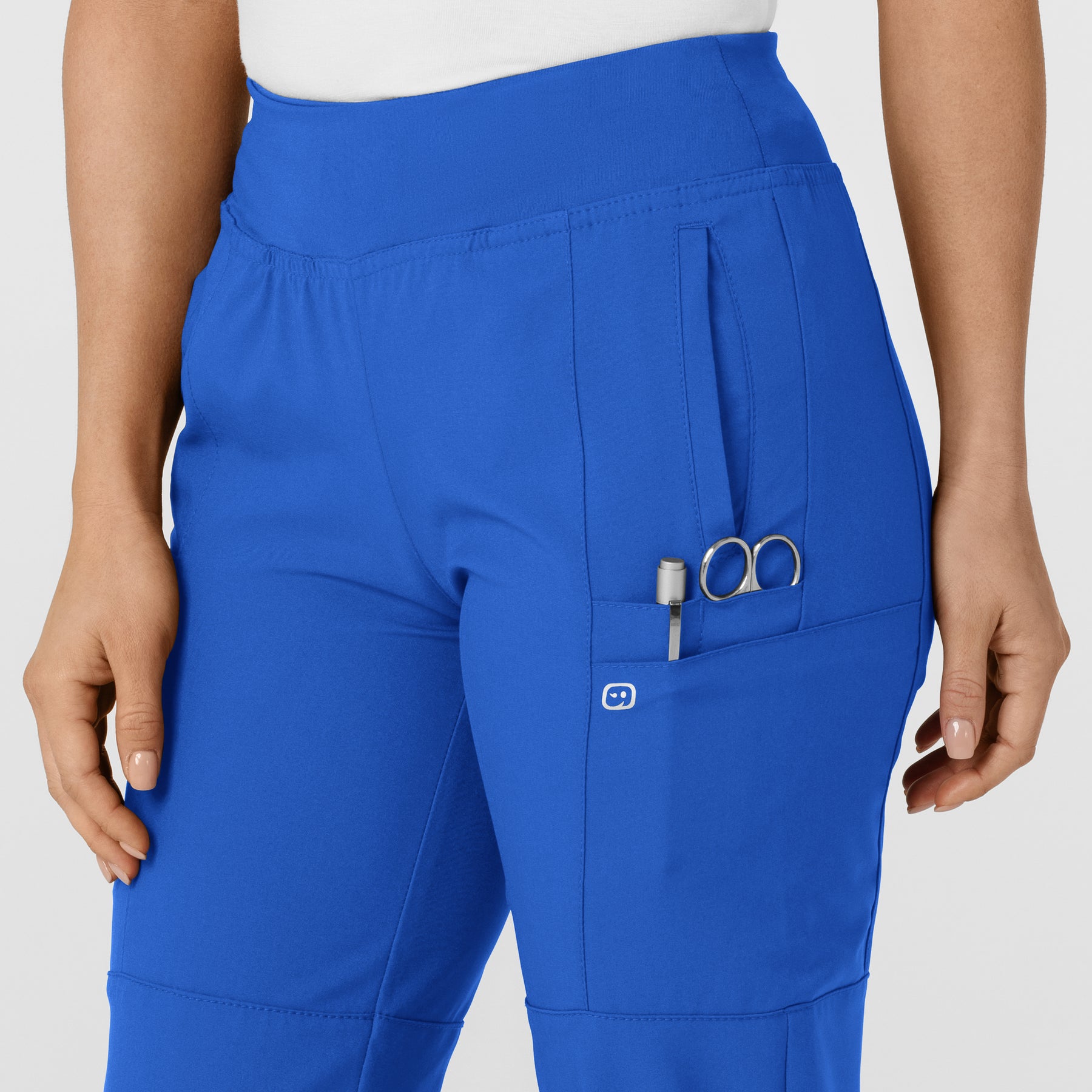 W123 Women's Comfort Waist Cargo Jogger Scrub Pant Royal side detail 1
