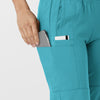 W123 Women's Comfort Waist Cargo Jogger Scrub Pant Teal Blue side detail 2