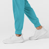 W123 Women's Comfort Waist Cargo Jogger Scrub Pant Teal Blue back detail