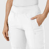 W123 Women's Comfort Waist Cargo Jogger Scrub Pant White front detail