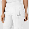 W123 Women's Comfort Waist Cargo Jogger Scrub Pant White side detail 1