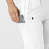 W123 Women's Comfort Waist Cargo Jogger Scrub Pant White side detail 2