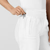 W123 Women's Comfort Waist Cargo Jogger Scrub Pant White hemline detail