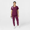 W123 Women's Comfort Waist Cargo Jogger Scrub Pant Wine full scrub set