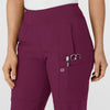 W123 Women's Comfort Waist Cargo Jogger Scrub Pant Wine side detail 1