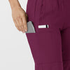 W123 Women's Comfort Waist Cargo Jogger Scrub Pant Wine side detail 2