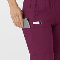 W123 Women's Comfort Waist Cargo Jogger Scrub Pant Wine side detail 2