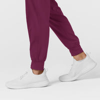 W123 Women's Comfort Waist Cargo Jogger Scrub Pant Wine back detail