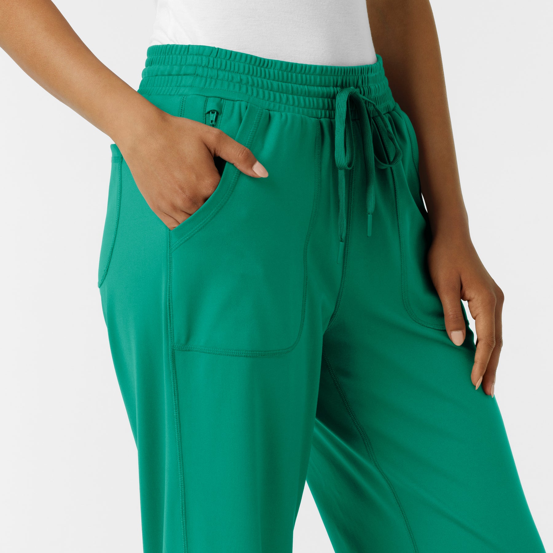 RENEW Knit Women's Wide Leg Scrub Pant Bahama Breeze side detail 1