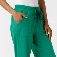 RENEW Knit Women's Wide Leg Scrub Pant Bahama Breeze side detail 1