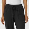 RENEW Knit Women's Wide Leg Scrub Pant Black front detail