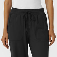 RENEW Knit Women's Wide Leg Scrub Pant Black front detail