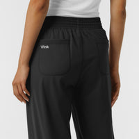 RENEW Knit Women's Wide Leg Scrub Pant Black back detail