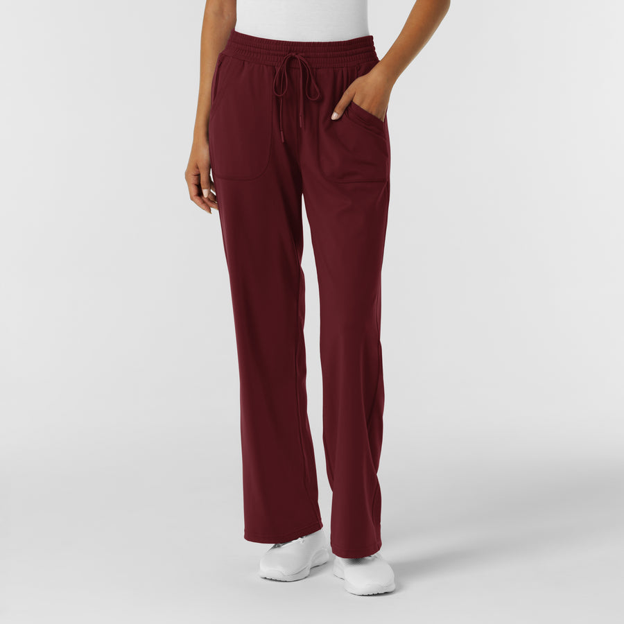 RENEW Knit Women's Wide Leg Scrub Pant Burgundy