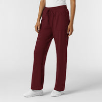 RENEW Knit Women's Wide Leg Scrub Pant Burgundy side view