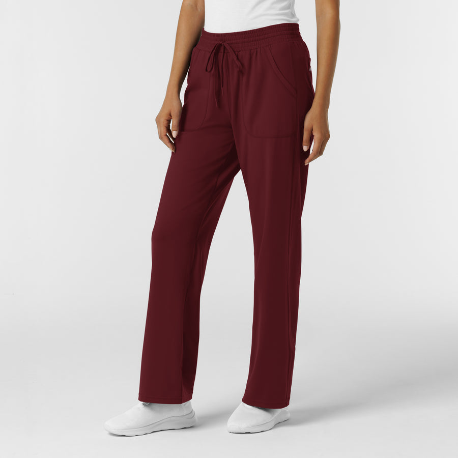 RENEW Knit Women's Wide Leg Scrub Pant Burgundy side view