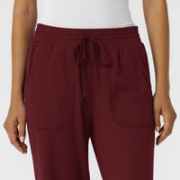 RENEW Knit Women's Wide Leg Scrub Pant Burgundy front detail