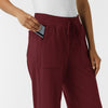 RENEW Knit Women's Wide Leg Scrub Pant Burgundy side detail 2