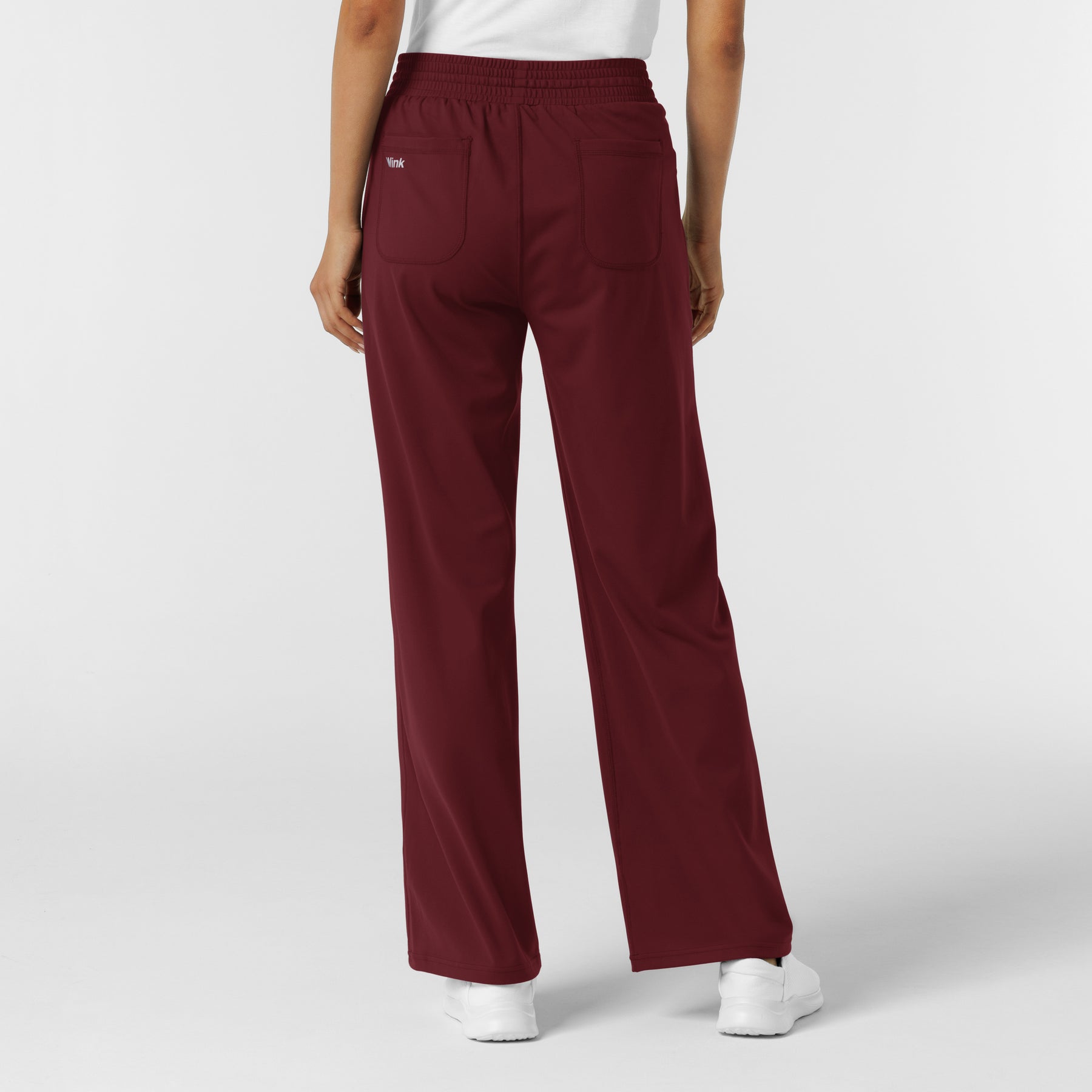 RENEW Knit Women's Wide Leg Scrub Pant Burgundy back view