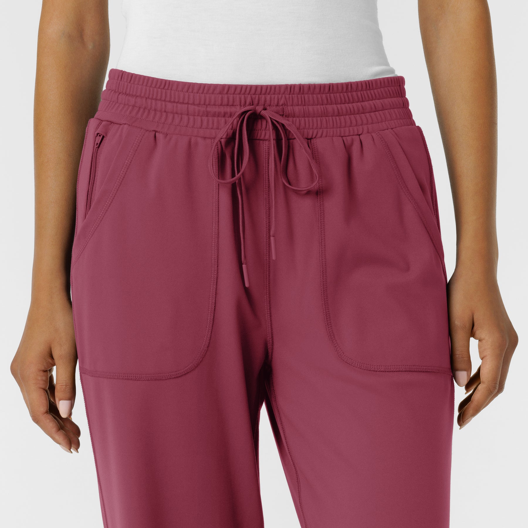 RENEW Knit Women's Wide Leg Scrub Pant Carnation front detail