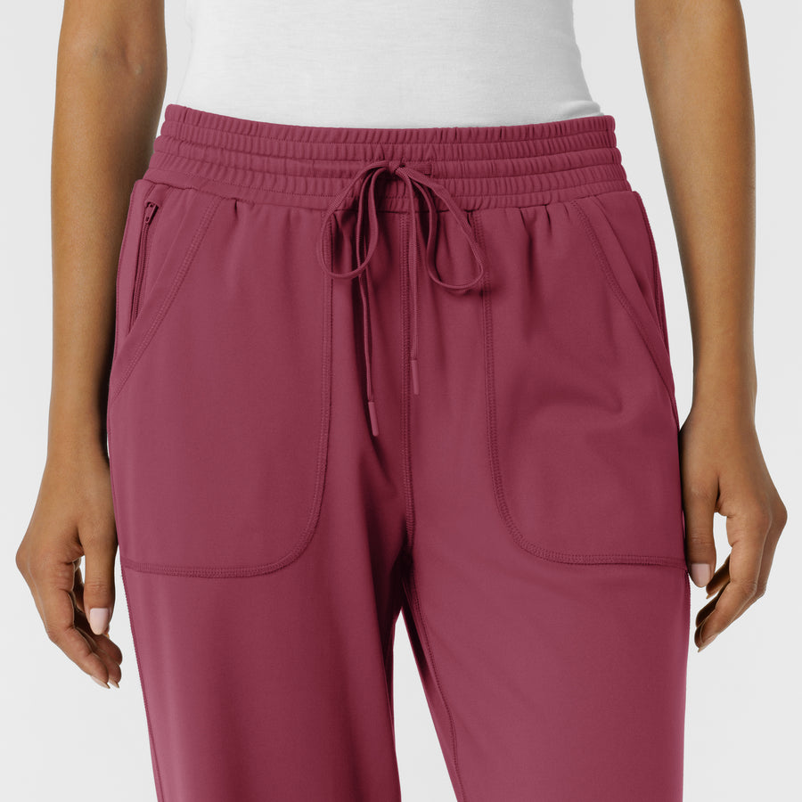RENEW Knit Women's Wide Leg Scrub Pant Carnation front detail