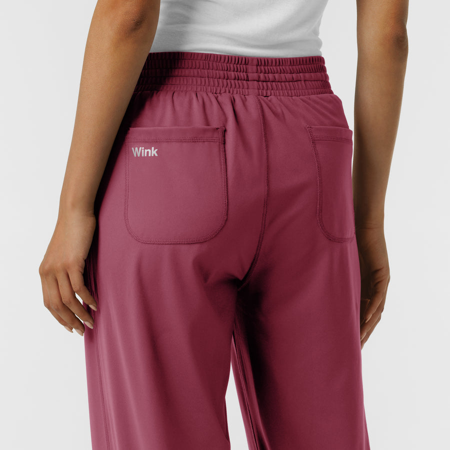 RENEW Knit Women's Wide Leg Scrub Pant Carnation back detail