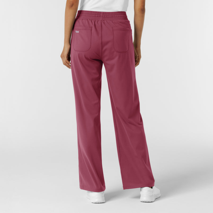 RENEW Knit Women's Wide Leg Scrub Pant Carnation back view