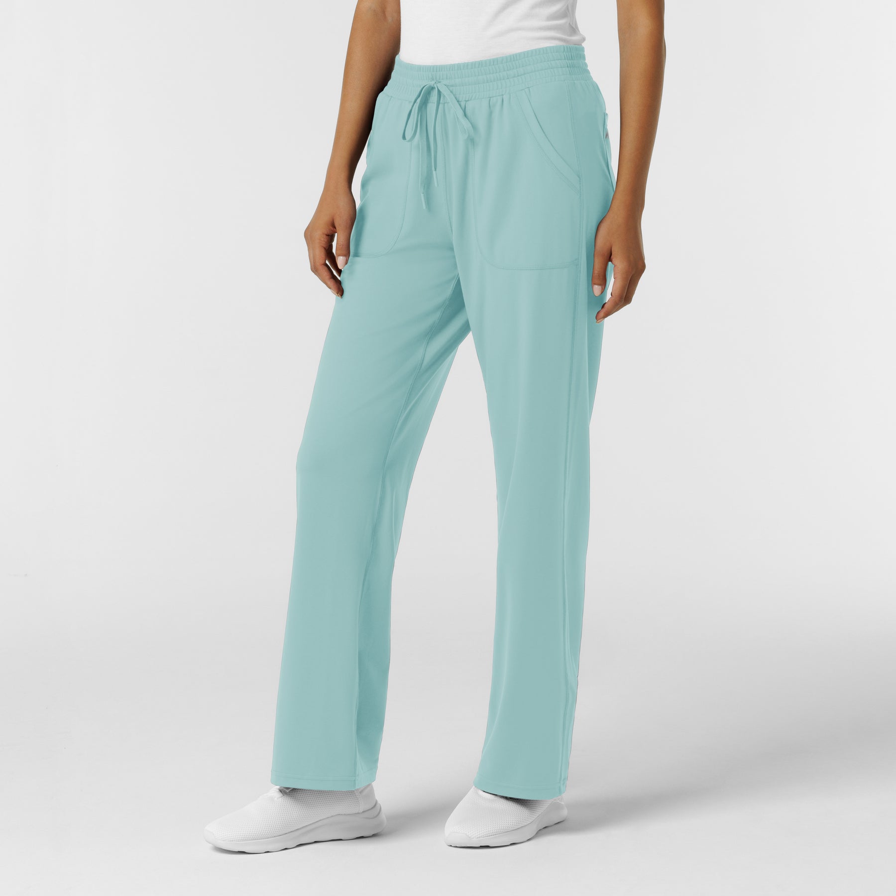 RENEW Knit Women's Wide Leg Scrub Pant Coastal Blue side view