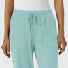 RENEW Knit Women's Wide Leg Scrub Pant Coastal Blue front detail