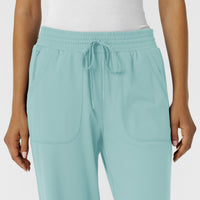 RENEW Knit Women's Wide Leg Scrub Pant Coastal Blue front detail