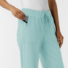 RENEW Knit Women's Wide Leg Scrub Pant Coastal Blue side detail 2