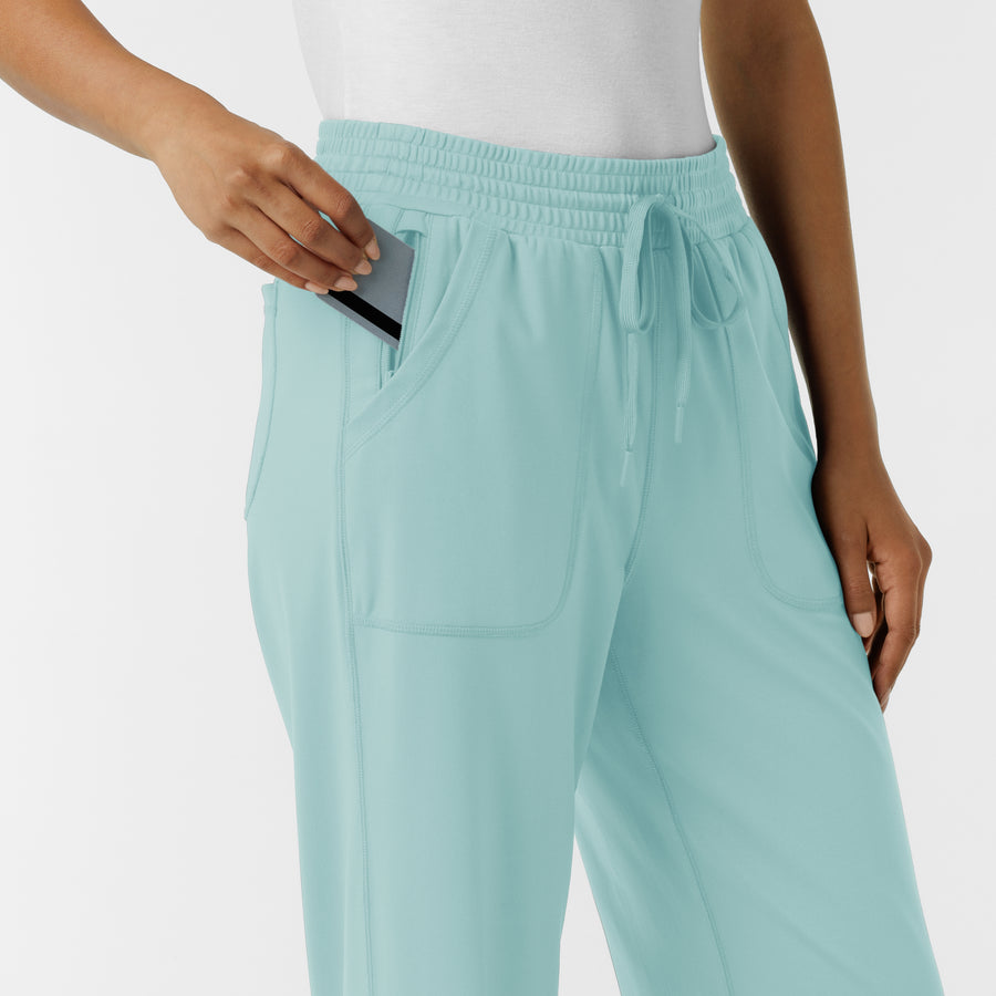 RENEW Knit Women's Wide Leg Scrub Pant Coastal Blue side detail 2