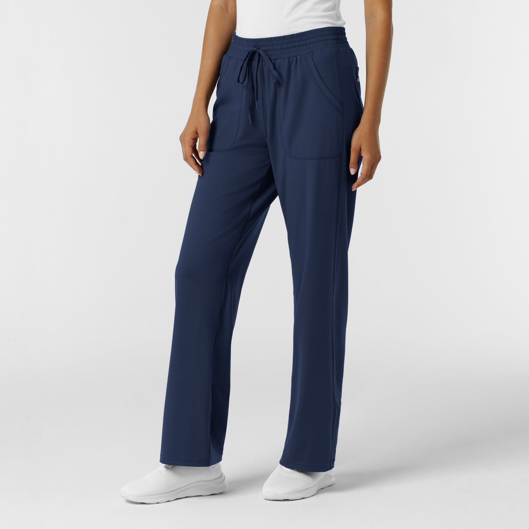 RENEW Knit Women's Wide Leg Scrub Pant Navy side view