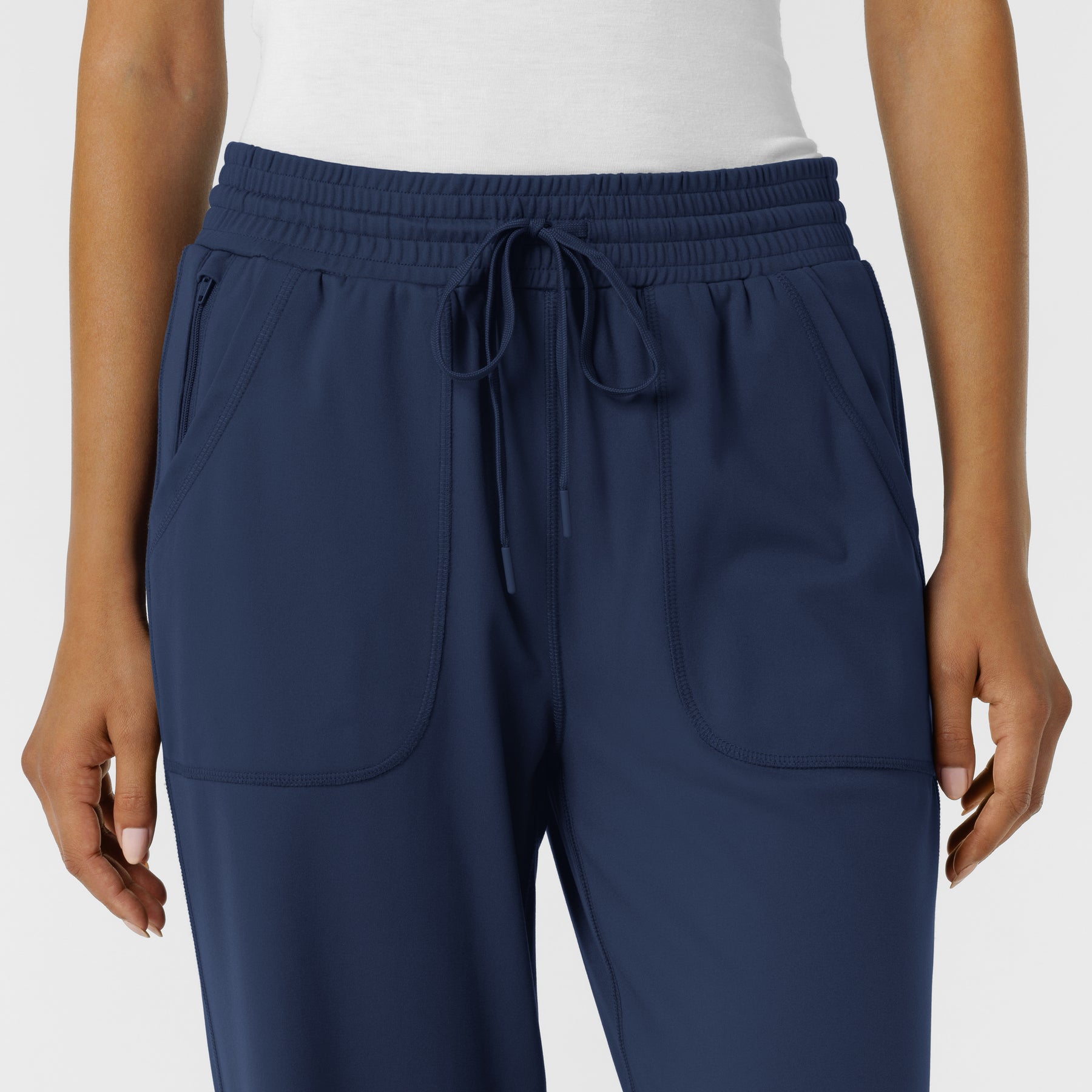 RENEW Knit Women's Wide Leg Scrub Pant Navy front detail